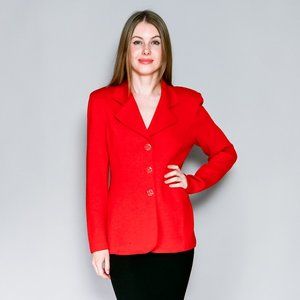 1. ST. JOHN Collection Red Button-Front Knit Jacket Sz 8 EUC